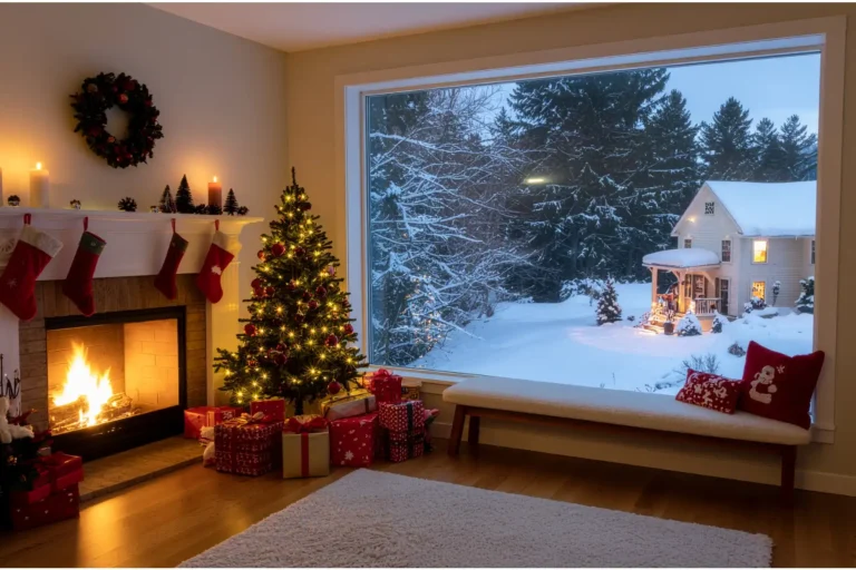 Interior de vivienda con vista nevada simbolizando la propiedad inmobiliaria y la evolución de la jurisprudencia en el sector